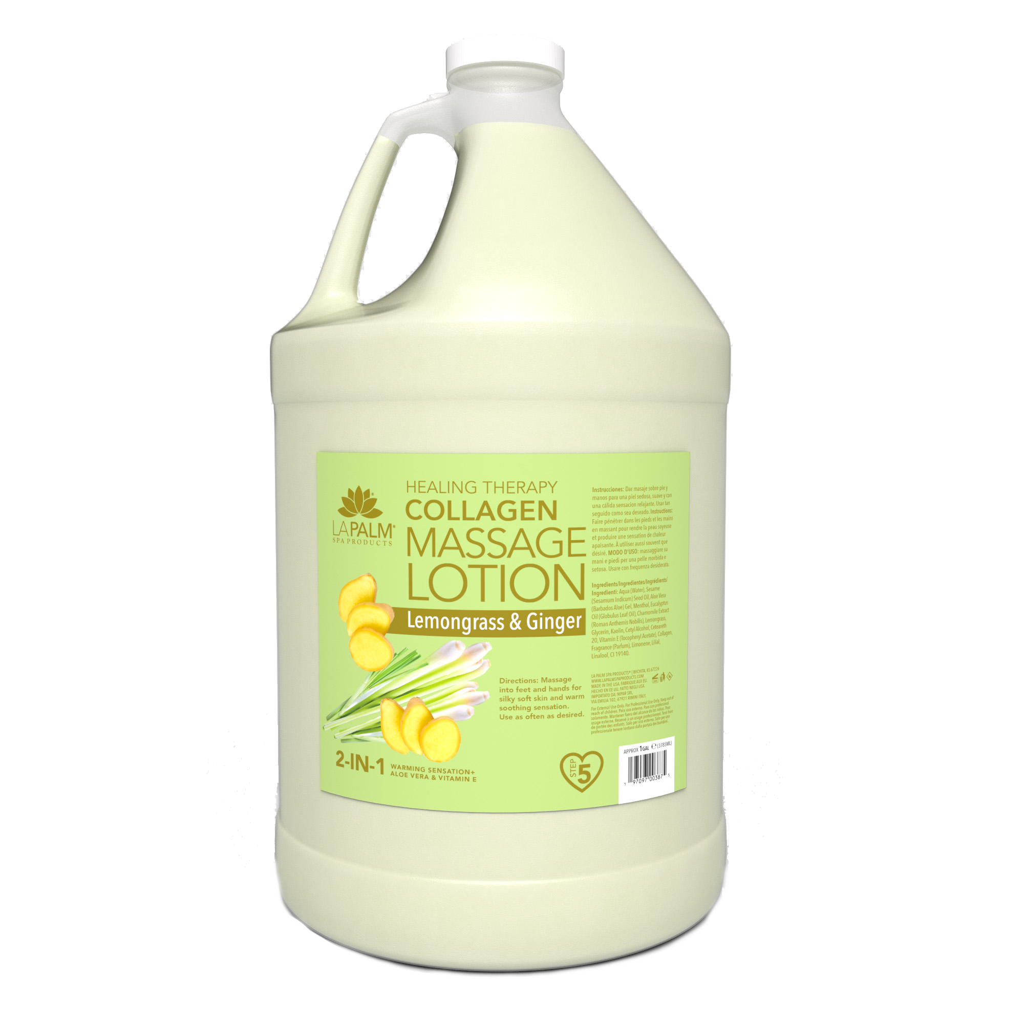 LaPalm Collagen Massage Lotion - Lemongrass & Ginger (1 Gallon)